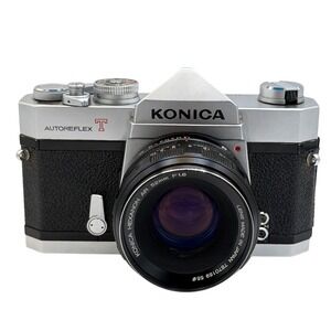 Konica Autoreflex T 35mm SLR Camera with Hexanon AR 52mm f1.8 Lens Silver TESTED